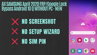 All SAMSUNG April 2020 FRPGoogle Lock Bypass Android 10  NO SCREENSHOT  METHOD 2 [upl. by Orme]