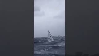 Massive pitchpole🫢 ilca sailboat crash catchyouinthewaves boating wind lasersailing [upl. by Leeanne]