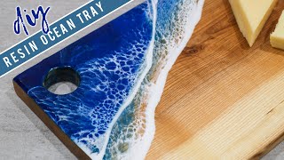 DIY Epoxy Resin Ocean Art Serving Tray [upl. by Fanchie]