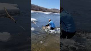 Fishing in the glacier water fishing ice glacier shorts [upl. by Madden]