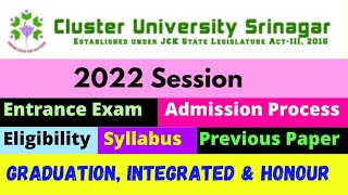 After 12th Graduation Integrated amp Honour Programs Cluster University Srinagar 2022  Eligibility [upl. by Ybur]