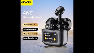 Awei T56 ANC TWS Earphone With Touch LCD Screen – Black Made with Clipchamp [upl. by Lalise]