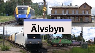 Älvsbyn Norrland Station med tåg och samhälle [upl. by Yatnohs]