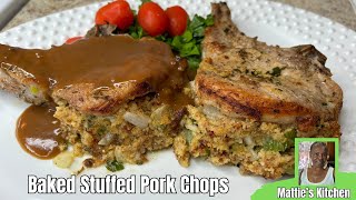 Baked Stuffed Pork Chops  Matties Kitchen [upl. by Koal]