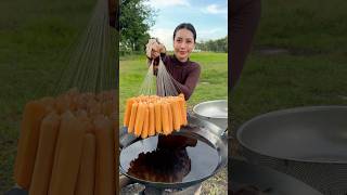 Hotdog crispy with noodle cook recipe shortvideo shorts cooking food recipe [upl. by Riha]