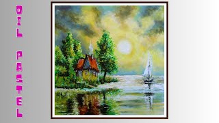 Ölpastellkreide Landschaft malen Tutorial Oil Pastel Painting Landscape drawing [upl. by Rehpoitsirhc]