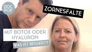 ZORNESFALTE besser mit BOTOX oder HYALURONSÄURE behandeln Dr Rolf Bartsch [upl. by Derfniw]