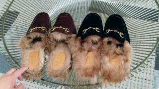 Gucci Princetown Velvet Slippers with Fur Comparison Overview amp tryon [upl. by Barnett484]