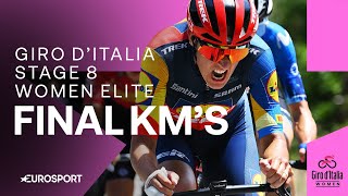 BIGGEST WIN OF HER CAREER ⭐  Womens Giro DItalia Stage 8 Final Kilometres  Eurosport Cycling [upl. by Creight]