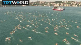 Hundreds in Turkey swim from Asia to Europe [upl. by Ruth316]