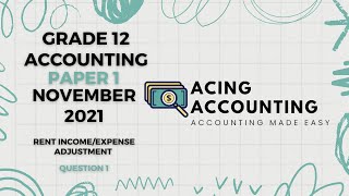 How to do Rent IncomeExpense adjustment  Accounting Grade 12  November 2021 Q1 [upl. by Neeka]