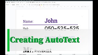 How to use AutoText in LibreOffice Writer [upl. by Joub811]