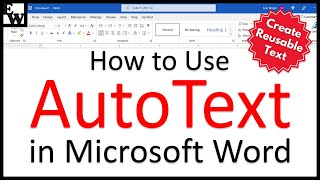 How to Use AutoText in Microsoft Word [upl. by Artemla]