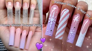 PURPLE WINTER POLYGEL NAILS💜 POLYGEL OMBRE APPLICATION amp EASY NAIL ART  Nail Tutorial [upl. by Llehsyar]