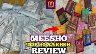 Meesho saree haul top 20 Trending best affordable sarees unboxing and reviewwedding festival haul [upl. by Tam364]