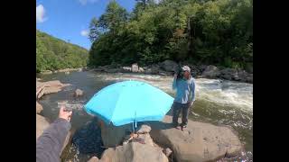 Ohiopyle 8 Sept 2024 Rafters at Cucumber Rapids boulder field [upl. by Yenterb]