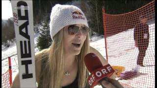 Lindsey Vonn Ofterschwang 2nd GS Interview before the run [upl. by Marj392]