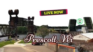 Prescott WI Rail amp River East Cam LIVE NOW  BNSF St Croix Subdivision  PTZ East Cam  MP 407606 [upl. by Gage]