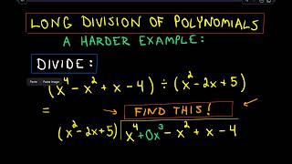 ❖ Long Division of Polynomials  A slightly harder example ❖ [upl. by Yroc55]