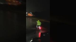 Moped stops a 80k lb semi in thunderstorm [upl. by Coheman]