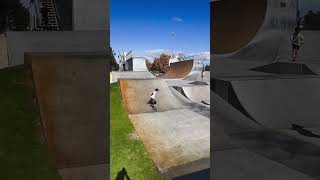 Ski jumps on skateboard skatebaording jumps air kickflip [upl. by Ahseret861]