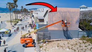 Painting a Huge Surf Mural for HBO at Venice Beach [upl. by Ecnarwal]