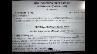 Class 12 English Sample Paper Solution  Board Exam 2024 [upl. by Leirud]