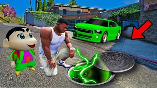 GTA 5  Franklin And Shinchan Opening SECRET SEWERS Under Franklins House in GTA 5 [upl. by Tnecnivleahcim]