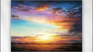 Painting a Realistic Sunset in Acrylics [upl. by Eeloj]