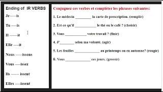 les verbes du deuxieme groupe forme regulier [upl. by Rodge]