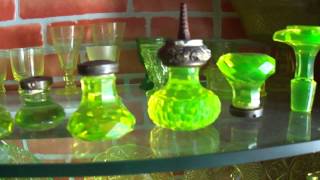 ANTIQUE  VINTAGE  DOOR KNOBS URANIUM GLASS  CRYSTAL  VERSION II [upl. by Constantino727]