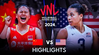 🇨🇳 CHINA vs USA 🇺🇸  Highlights  Womens VNL 2024 [upl. by Mariska239]