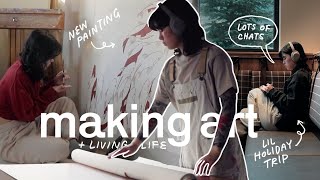 artist studio vlog ★ starting a new painting new years reflections amp a cozy lil trip [upl. by Vanderhoek]