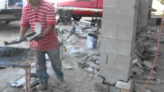 Stone veneer applied to concrete block columns [upl. by Socin160]