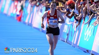 Lastplace finisher in Olympic marathon delivers a firstclass Olympic moment  Paris Olympics [upl. by Also594]