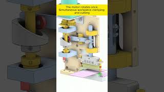 Simultaneous workpiece clamping and cutting mechanical engineering mechanism cad solidworks [upl. by Etennaej]