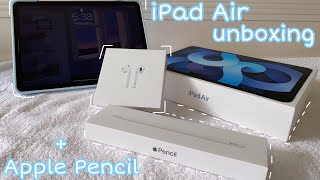 iPad Air 4  Apple Pencil  accessories unboxing [upl. by Flory547]