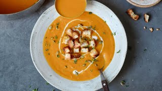 Creamy Vegan CARROT GINGER SOUP A Perfect Winter Soup With A Kick [upl. by Ydahs]