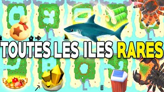 TOUTES LES 20 ÎLES MYSTÈRES RARES Tarentule Requin 🏝️ ANIMAL CROSSING NEW HORIZONS Datamine FR [upl. by Kylynn740]