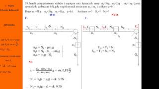 93Fizykamax druga zasada dynamiki trzy masy połączone nitką stół blok tarcie [upl. by Hsiri]