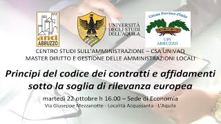 Principi del codice dei contratti e affidamenti  22102024 [upl. by Nikolia330]