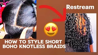 How to style short boho knotless braids [upl. by Kciremed]