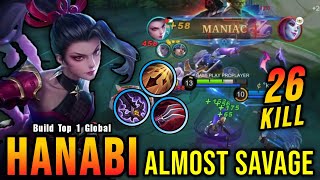 26 Kills  MANIAC Hanabi New Build lnsane LifeSteal  Build Top 1 Global Hanabi  MLBB [upl. by Eirojram]