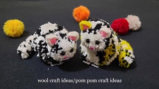 Diy Pom Pom AnimalsHow To Make A Kitty With WoolPom Pom Craft IdeasYarn Cat Making [upl. by Yerrot]