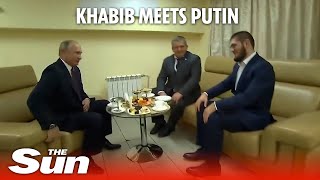 Khabib meets Putin after McGregor victory [upl. by Helprin83]