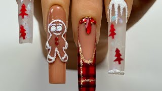 Uñas navideñas 🎄✨ nails xmasnails [upl. by Einnoj]