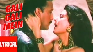 quotGali Gali Meinquot Lyrical Video  Tridev  Alka Yagnik Manhar Udhas  Jackie Shroff Sangita Bijlani [upl. by Semyaj]