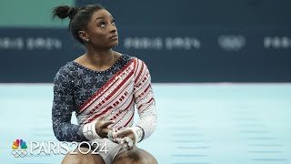 Simone Biles behind the scenes as the GOAT helps secure team finals gold  Paris Olympics [upl. by Aneba]