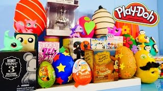 Play Doh Eggs Surprise Blind Box Unboxing Toys MLP Disney Vinylmation Kidrobot Playdough Videos [upl. by Einaffets]