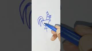 Easy and beautiful Rooster drawing for kids  Turning letters and numbers to birds art status how [upl. by Aiva]